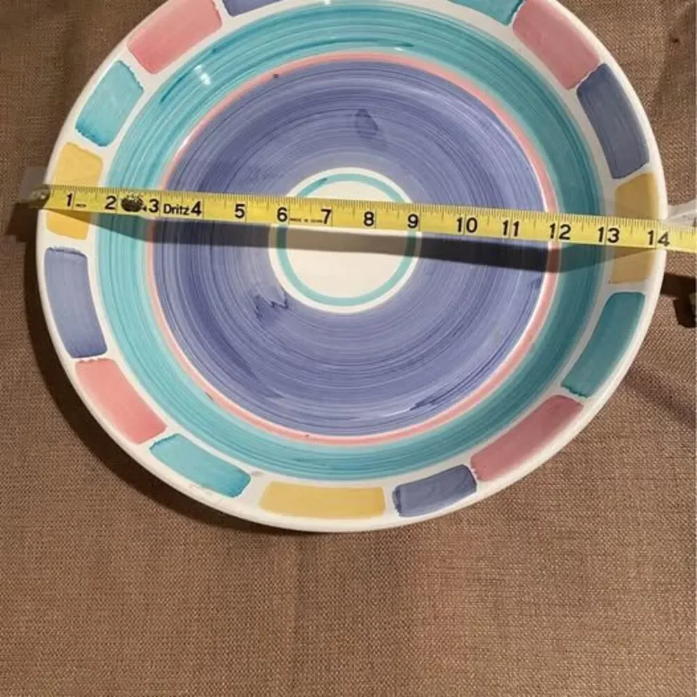 Caleca “Color Blocks”Pasta Serving Bowl